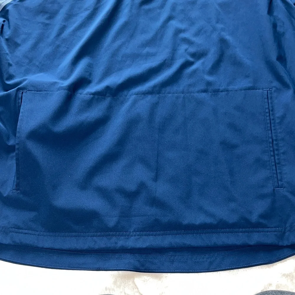 Adidas Men's Windbreaker Jacket Blue and Gray 1/4 Zip Pullover SZ L